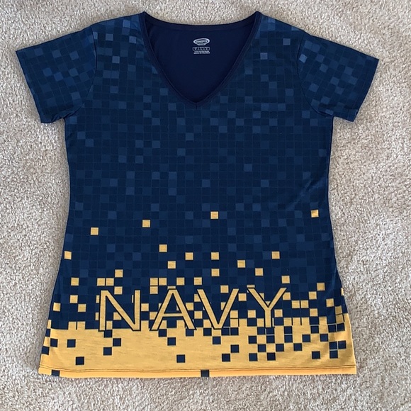 Navy V-neck T-shirt, Size Large, Blue and Yellow - Picture 7 of 7